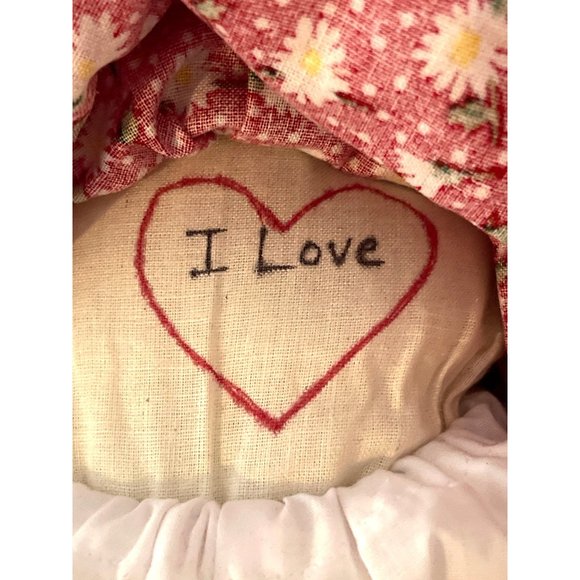 New Cloth Rag Doll Handmade with Hand Sewn Dress and Brown Yarn Hair 19" - Picture 4 of 6